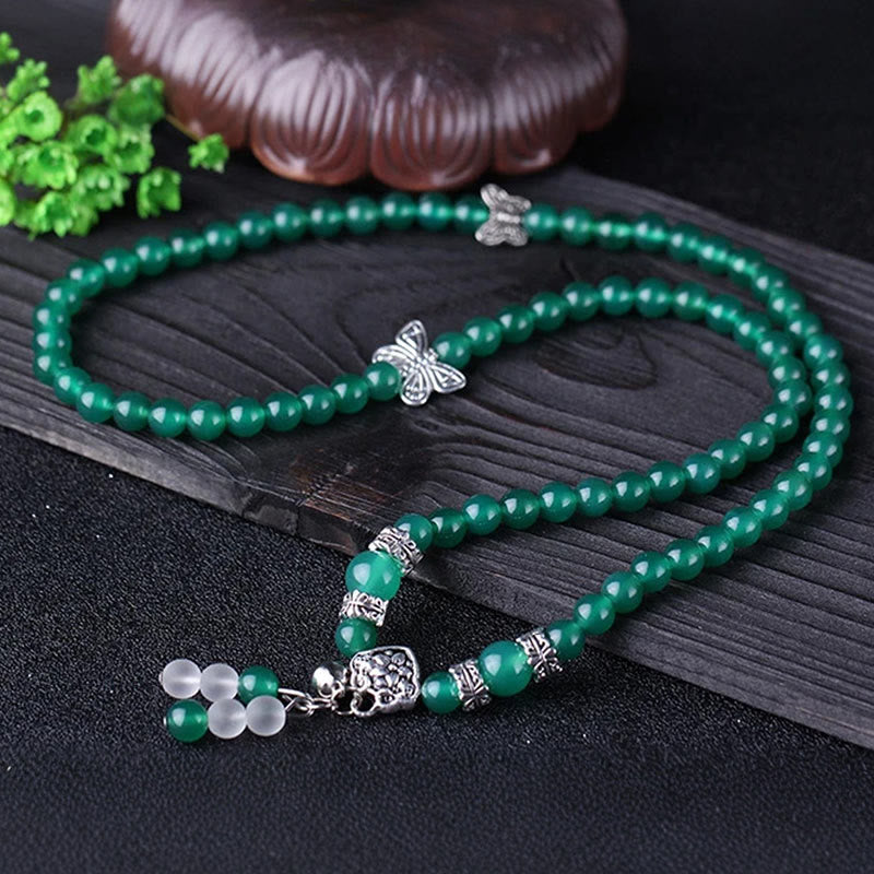 Natural Green Agate Butterfly Support Bracelet