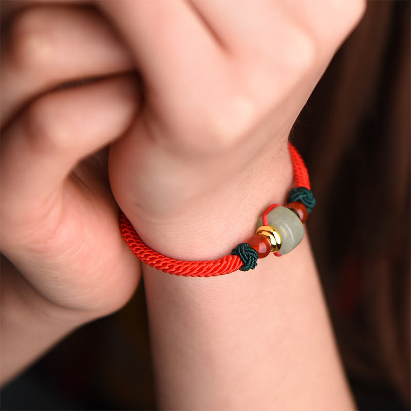 Tibetan Green Aventurine Luck Braid String Bracelet