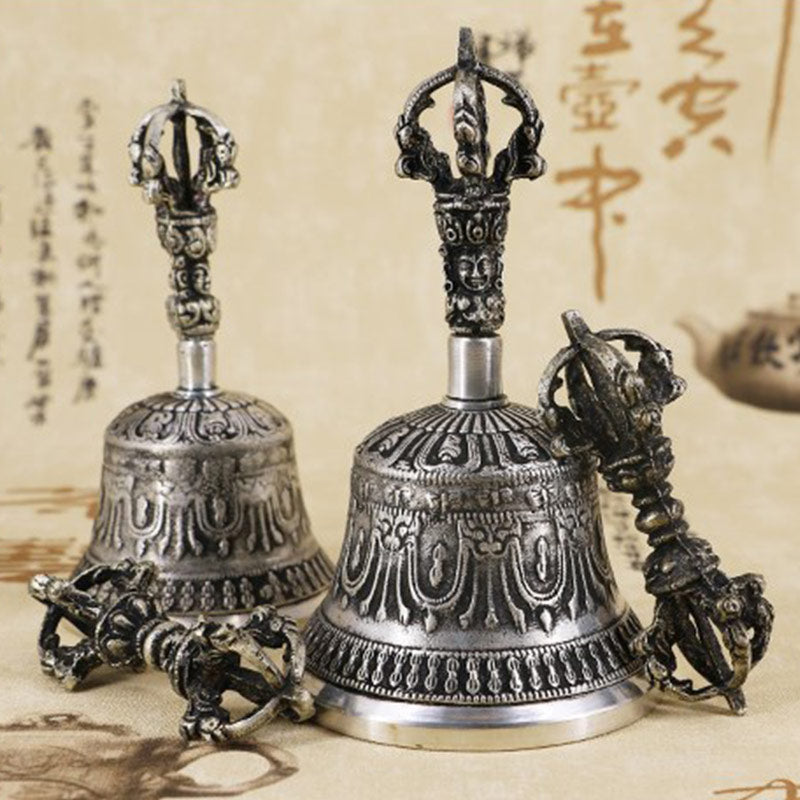 Tibetan Meditation Bell and Vajra Dorje Copper Decoration Set