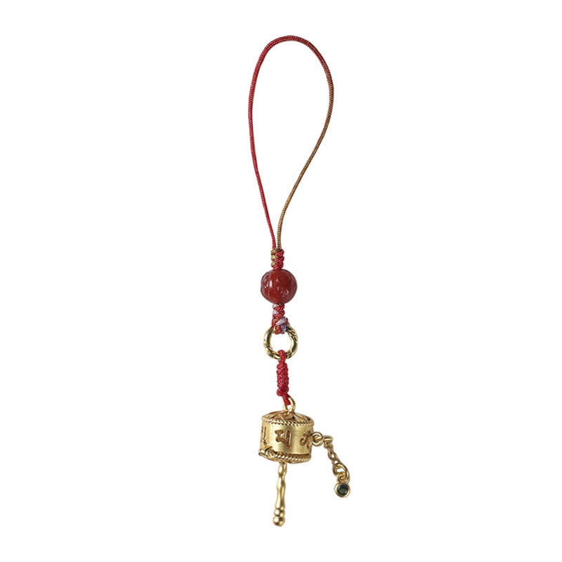 Tibetan Om Mani Padme Hum Prayer Wheel Amulet Charm Protection Phone Hanging Decoration