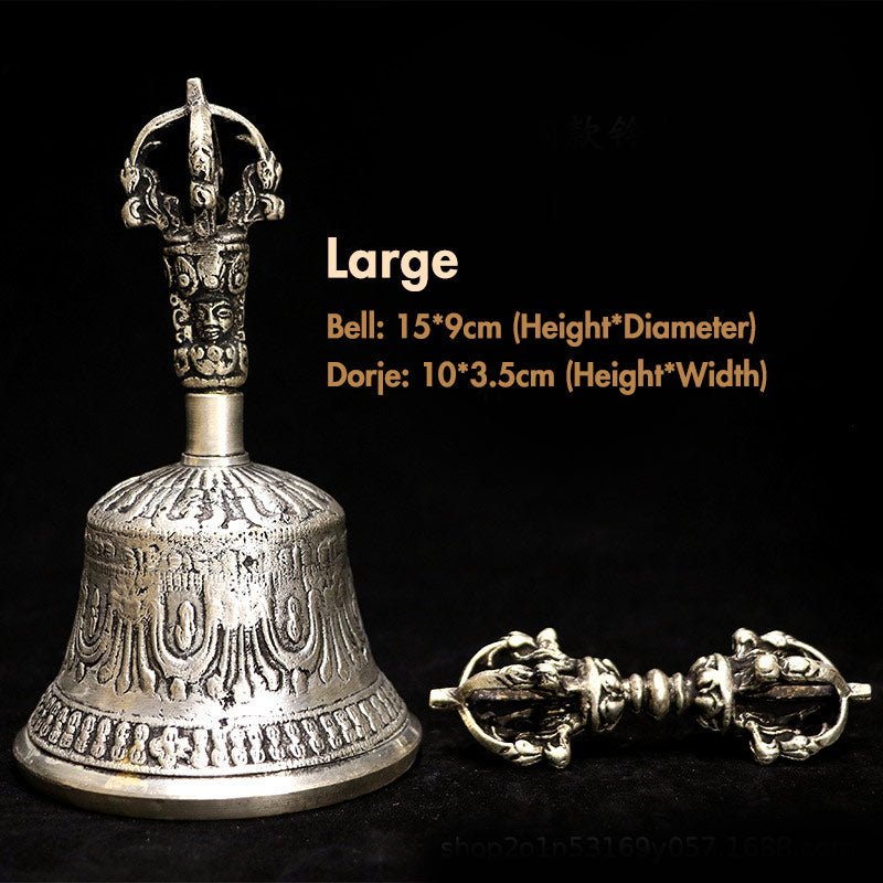 Tibetan Meditation Bell and Vajra Dorje Copper Decoration Set