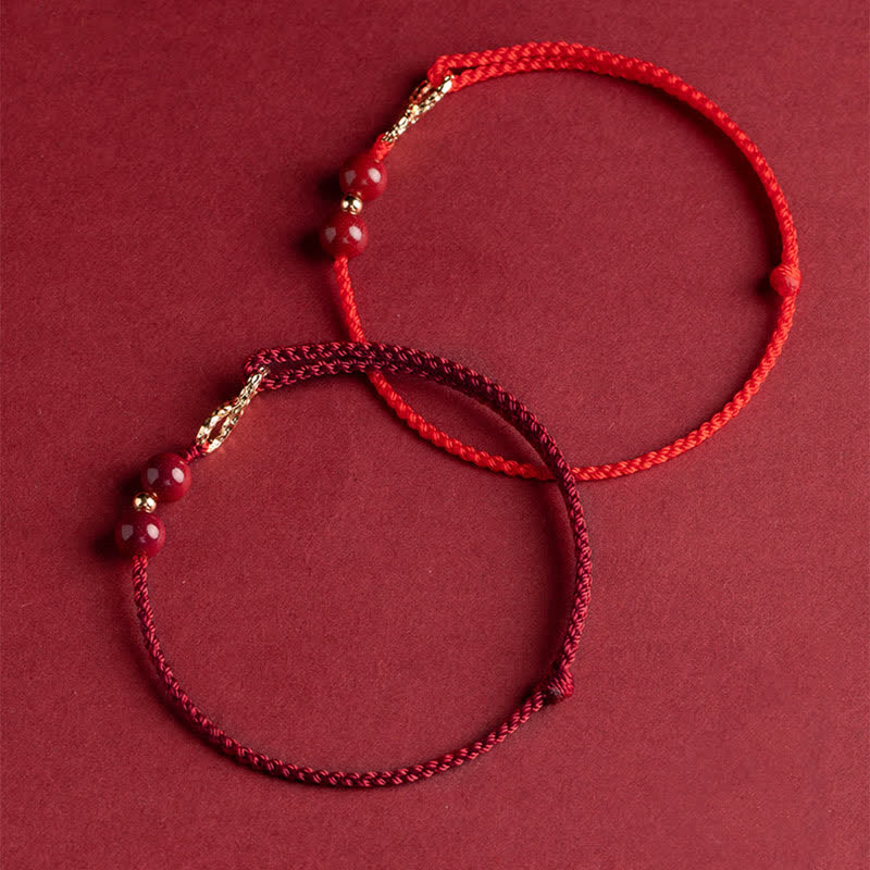 Cinnabar Blessing Red String Golden Infinity Symbol Bracelet Anklet