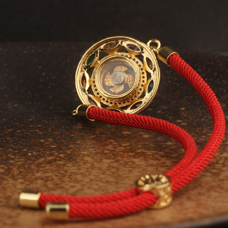 Colorful Zircon Copper Wealth Luck Rotation Bracelet Necklace Pendant