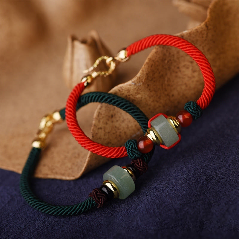 Tibetan Green Aventurine Luck Braid String Bracelet