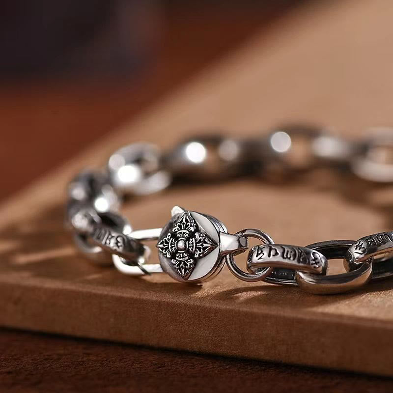 Om Mani Padme Hum Double Dorje Copper Engraved Wisdom Bracelet