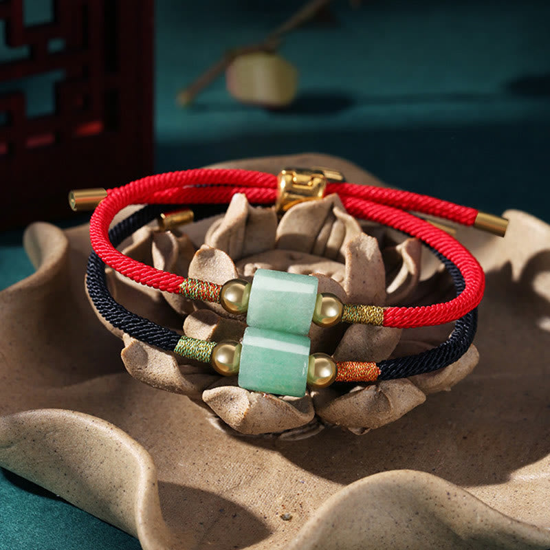 Tibet Handmade Green Aventurine Red Stone Malachite Luck Protection Braided Rope Bracelet