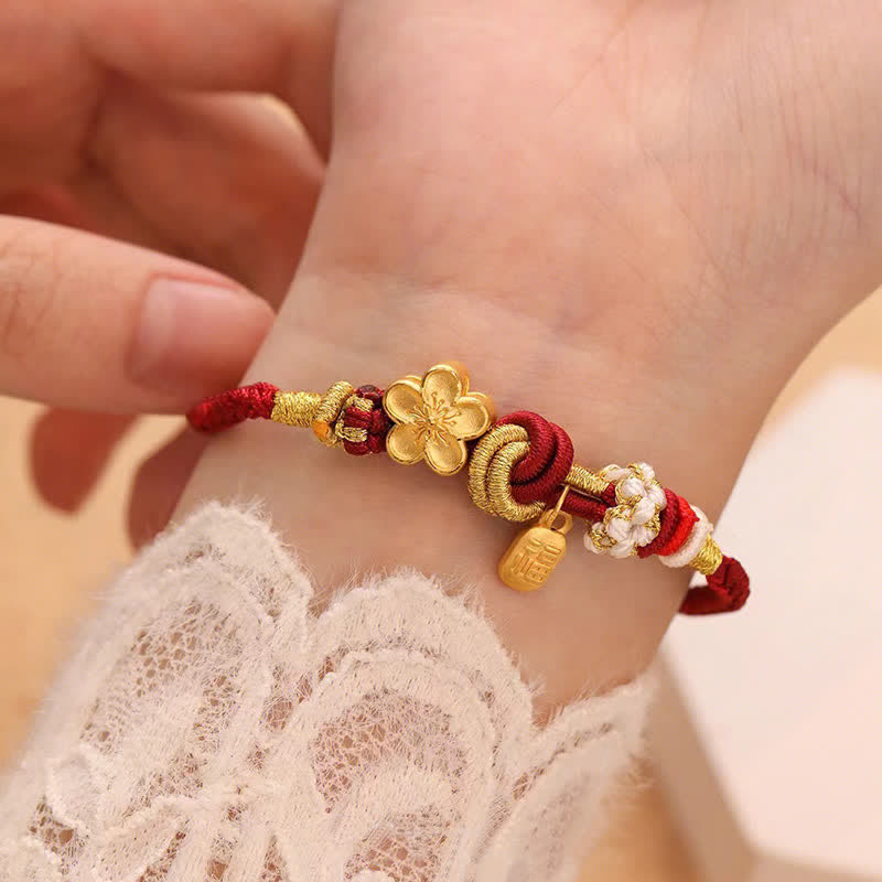 Peach Blossom Happiness Charm Luck Red String Bracelet