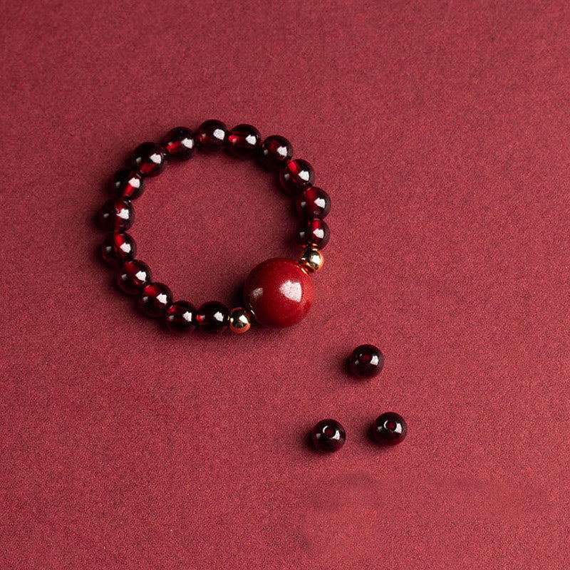 Garnet Cinnabar Lucky Bead PiXiu Om Mani Padme Hum Rose Protection Ring