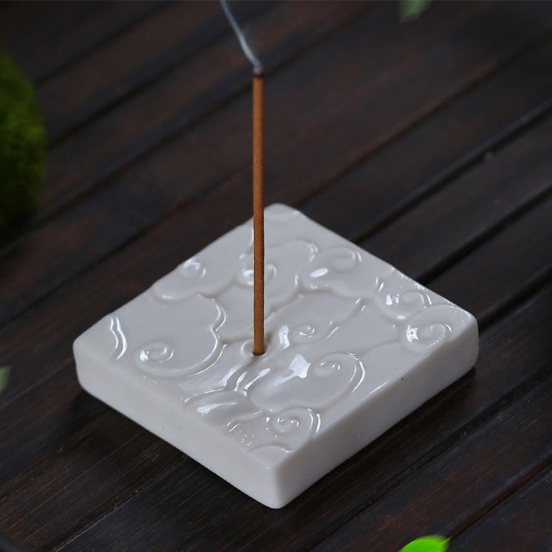 Mini Auspicious Clouds Design Stick Ceramic Small Incense Burner Decoration