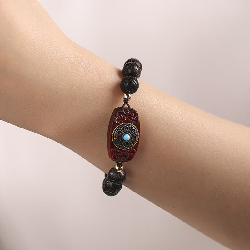 Green Sandalwood Ebony Wood Sandalwood Om Mani Padme Hum Soothing Bracelet