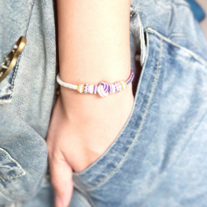 Two-Color Rope Handcrafted Eight Thread Peace Knot Luck Connection Bracelet