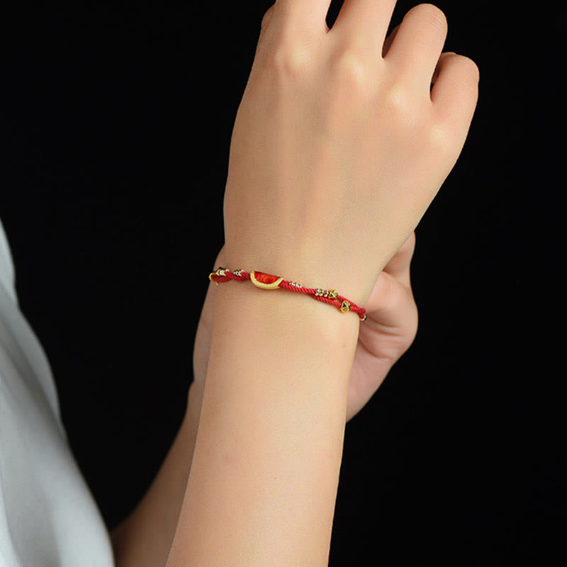 Handmade Cinnabar Dumplings Design Luck Braided Red Rope Bracelet