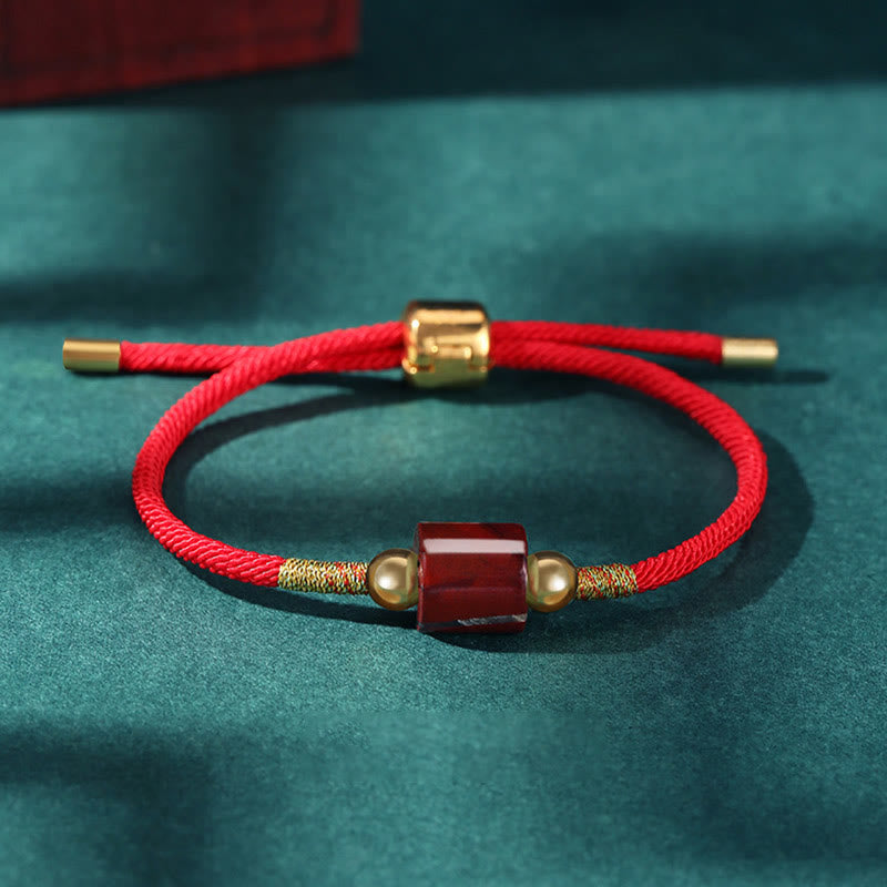 Tibet Handmade Green Aventurine Red Stone Malachite Luck Protection Braided Rope Bracelet