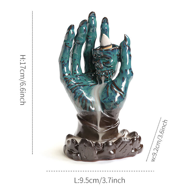 Halloween Ghost Hand Skull Head Ceramic Peace Incense Burner Decoration