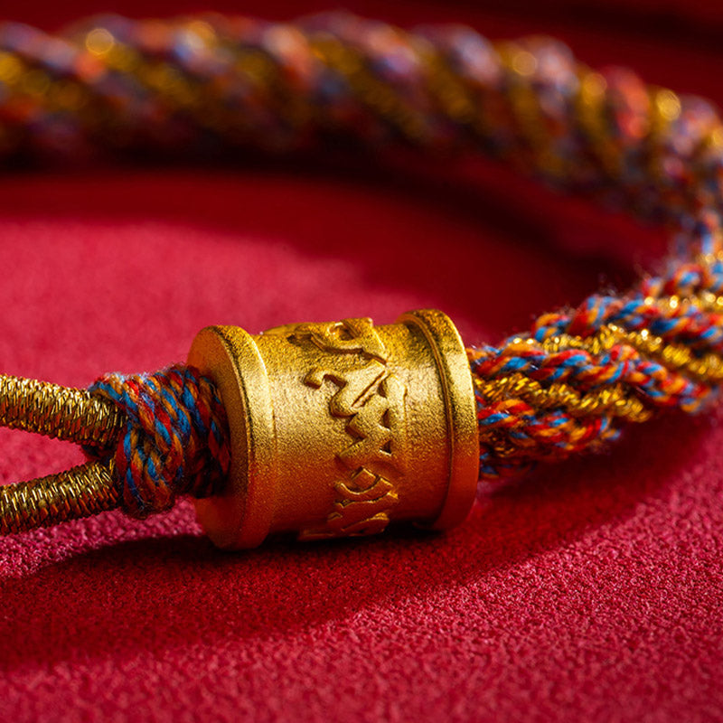 Handmade Multicolored Tibetan Om Mani Padme Hum Ruyi Auspicious Charm Braided Bracelet