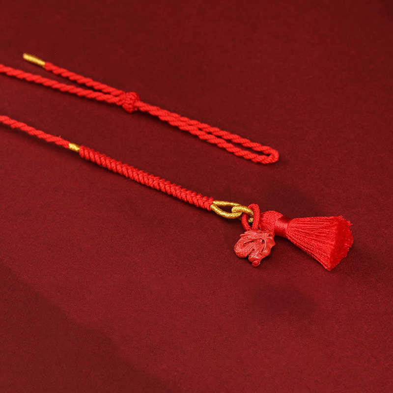 Natural Cinnabar Dragon Blessing Red String Belly Chain
