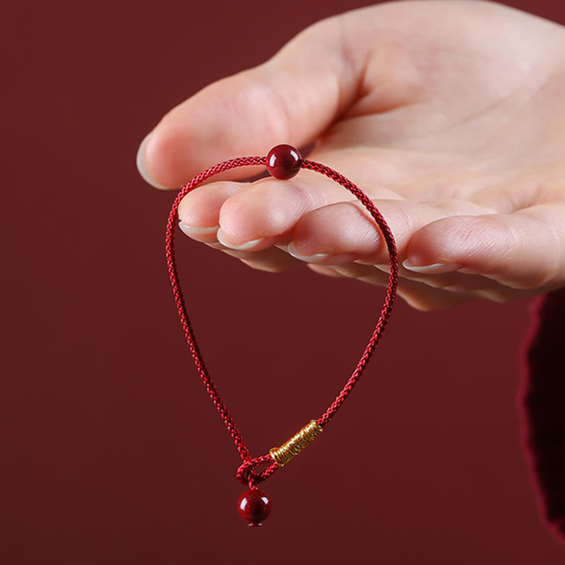 Natural Cinnabar Red Agate Blessing Red String Bracelet