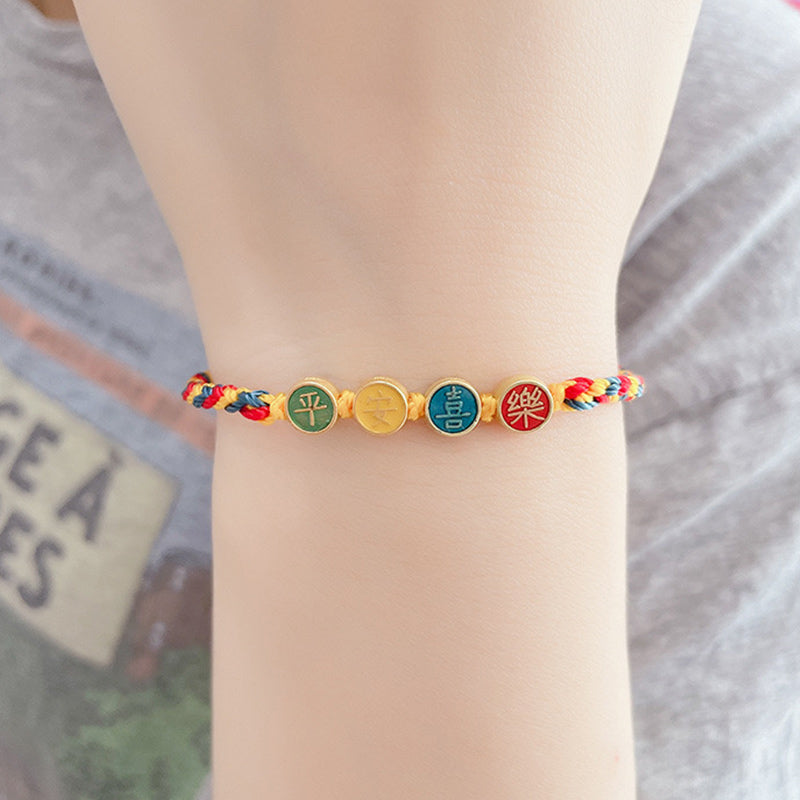 Handmade Dunhuang Color Thread Peace And Joy Protection Braid String Bracelet