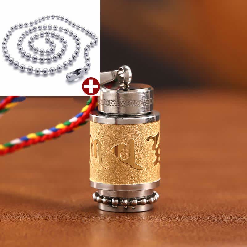 Tibet Om Mani Padme Hum Shurangama Mantra Titanium Steel Wisdom Amulet Necklace Pendant