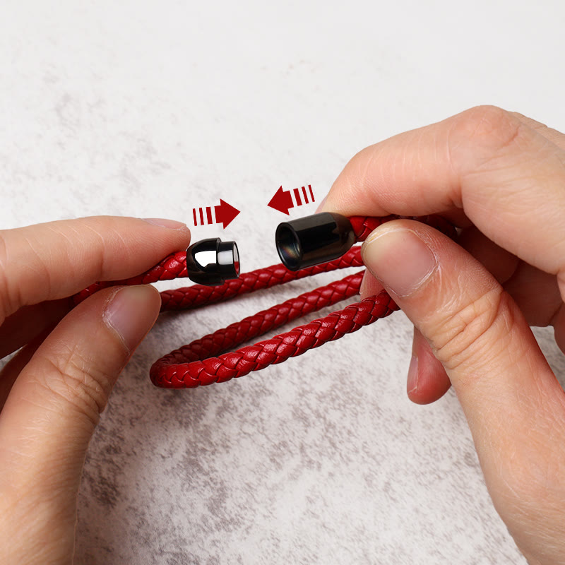 Genuine Leather Red String Protection Magnetic Buckle Bracelet