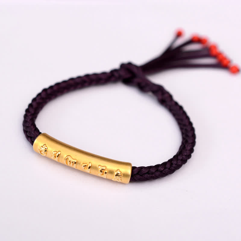 999 Sterling Silver Om Mani Padme Hum Protection Strength String Bracelet