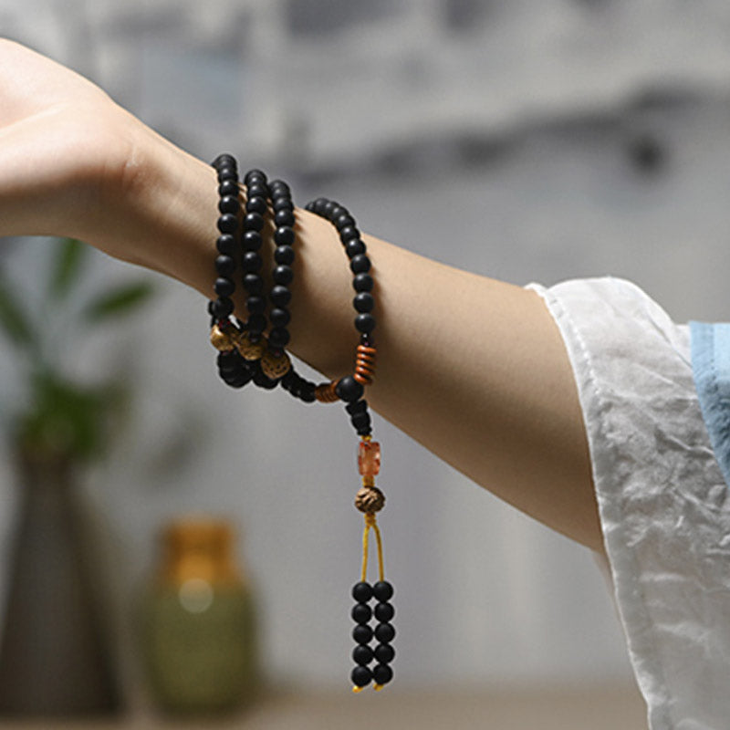 Tibetan Mala Cypress Bodhi Seed Red Agate Bracelet