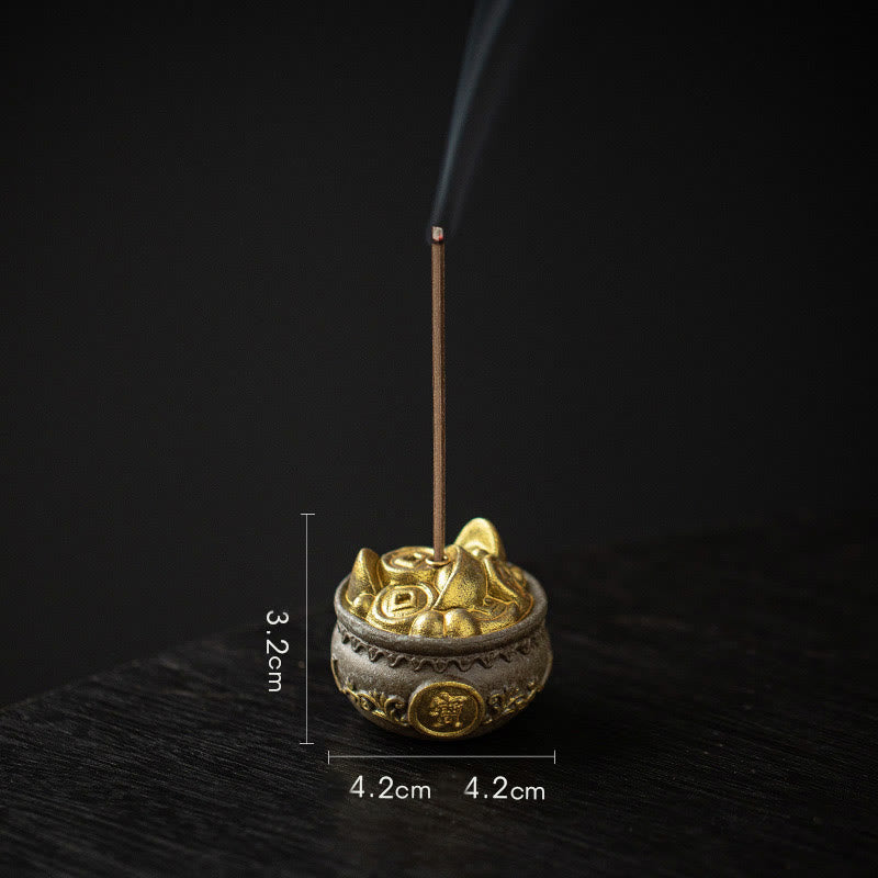 Small Treasure Bowl Lucky Bag Bagua Tray Ceramic Stick Incense Burner Decoration