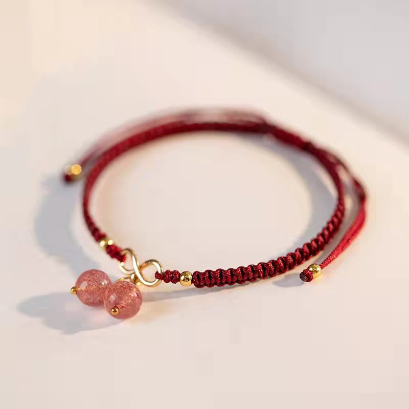 Natural Strawberry Quartz Amethyst Green Phantom Bead Positive Bracelet
