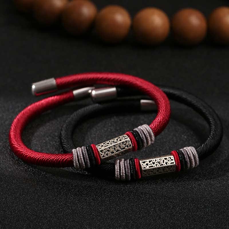 925 Sterling Silver Om Mani Padme Hum Peace Red String Bracelet