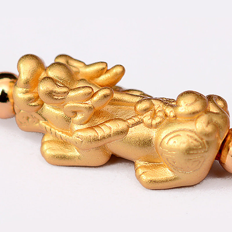 24K Gold-Plated PiXiu Luck Red String Bracelet