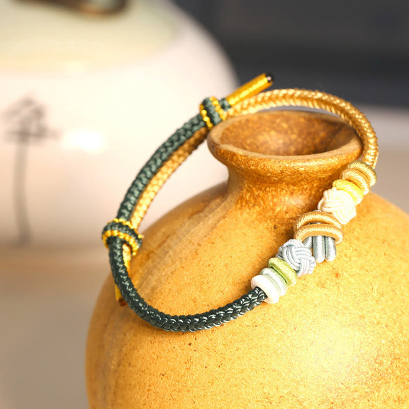 Two-Color Rope Handcrafted Eight Thread Peace Knot Luck Connection Bracelet