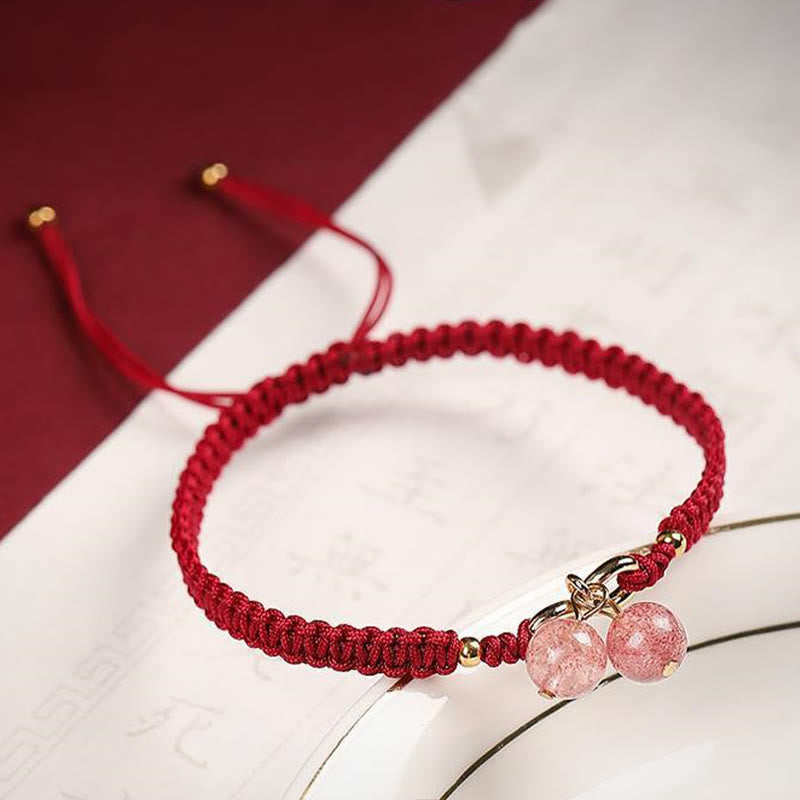 Natural Strawberry Quartz Amethyst Green Phantom Bead Positive Bracelet