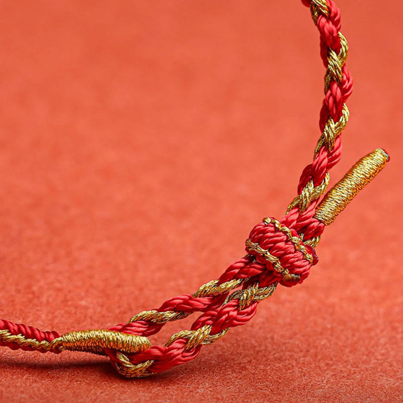 Handmade Chinese Zodiac Rabbit Rooster Rat Horse Dragon Protection Braid String Bracelet