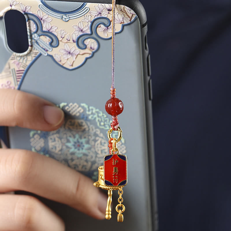 Tibetan Om Mani Padme Hum Prayer Wheel Amulet Charm Protection Phone Hanging Decoration