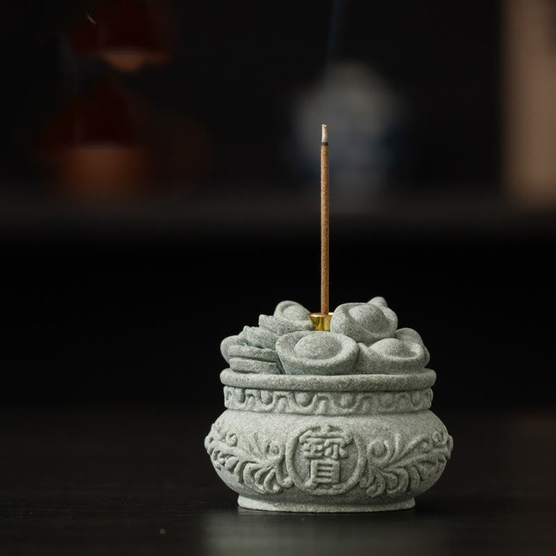 Chinese Character Fu Ingots Incense Burner Desk Decoration