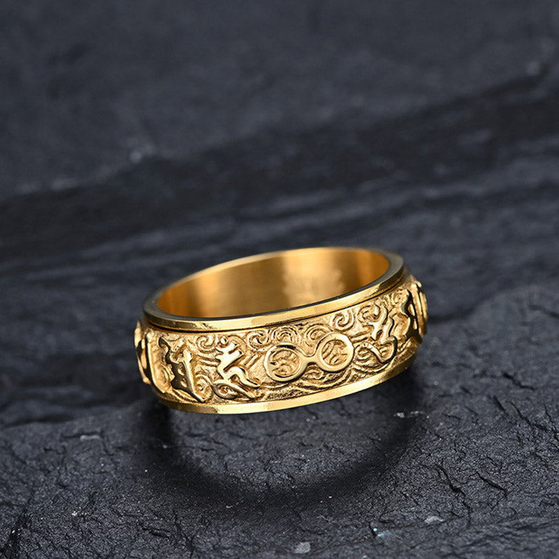 Om Mani Padme Hum Balance Calm Titanium Steel Ring