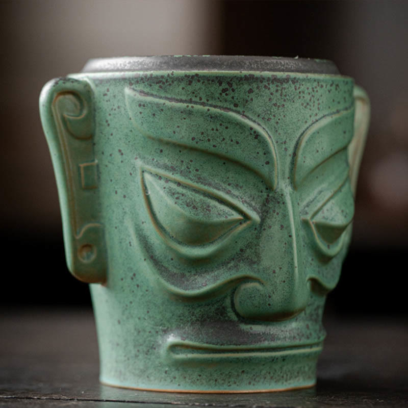 Bronze Age Relics Sanxingdui Mask Three Star Mound Ceramic Incense Burner