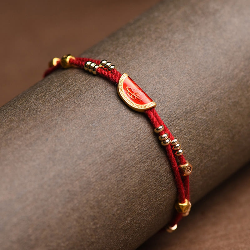 Handmade Cinnabar Dumplings Design Luck Braided Red Rope Bracelet