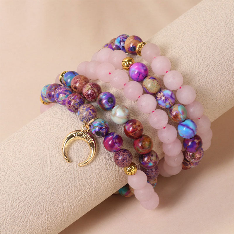 108 Beads Miano Real Pink Crystal Mala Bracelet