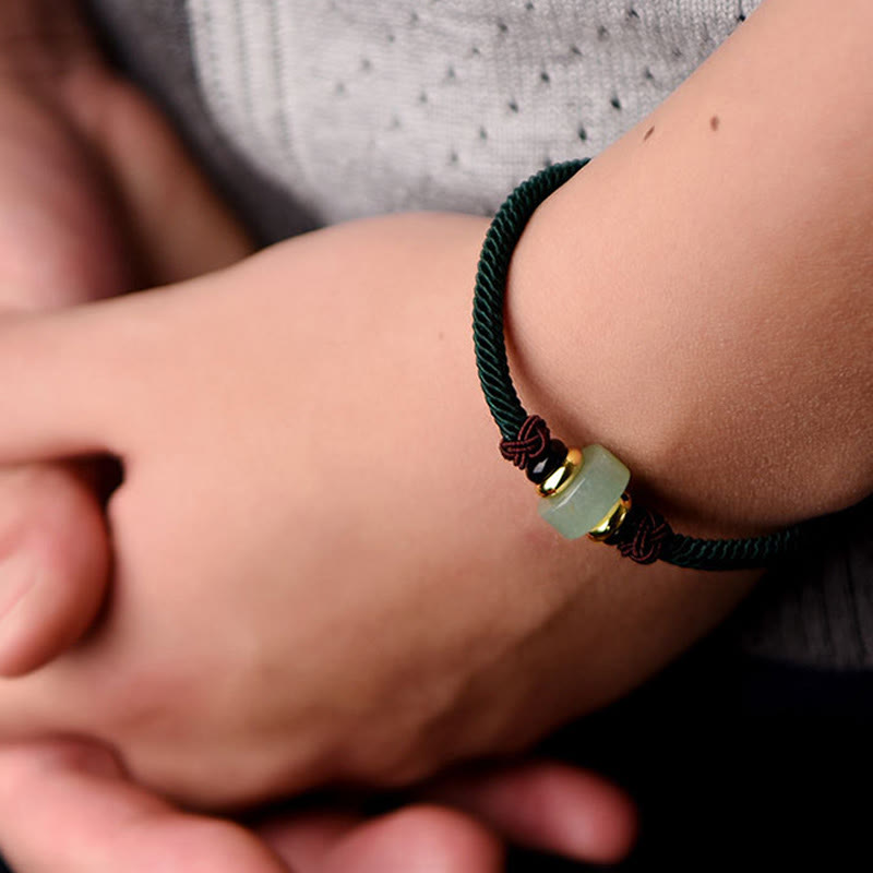 Tibetan Green Aventurine Luck Braid String Bracelet