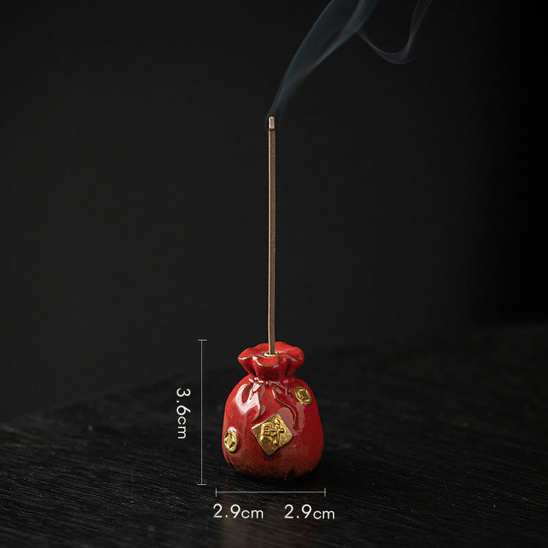 Small Treasure Bowl Lucky Bag Bagua Tray Ceramic Stick Incense Burner Decoration