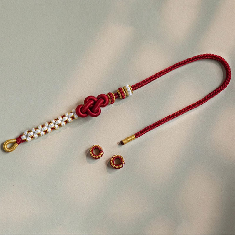 Handmade True Love Knot Peach Blossom Charm Luck Rope Bracelet