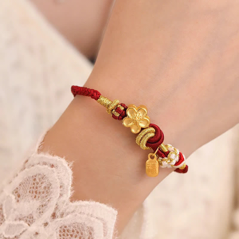 Peach Blossom Happiness Charm Luck Red String Bracelet