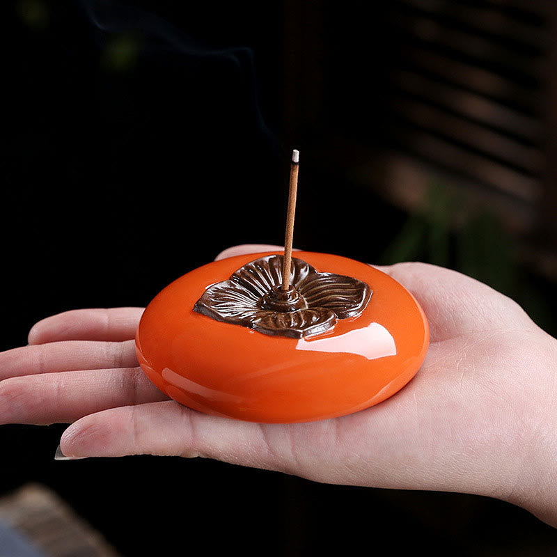 Persimmon Ceramic Meditation Incense Burner Incense Holders