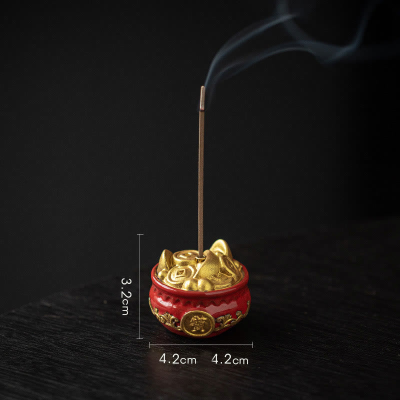 Small Treasure Bowl Lucky Bag Bagua Tray Ceramic Stick Incense Burner Decoration