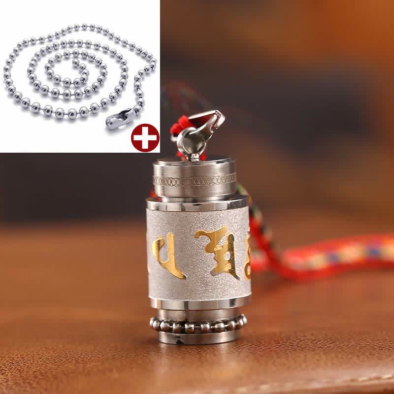 Tibet Om Mani Padme Hum Shurangama Mantra Titanium Steel Wisdom Amulet Necklace Pendant