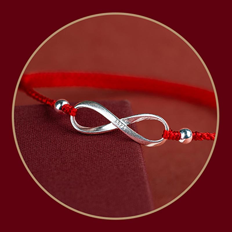 925 Sterling Silver Endless Knot Protection Luck Red String Bracelet Anklet