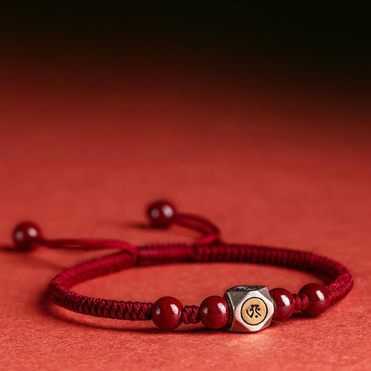 925 Sterling Silver Chinese Zodiac Cinnabar Calm Bracelet