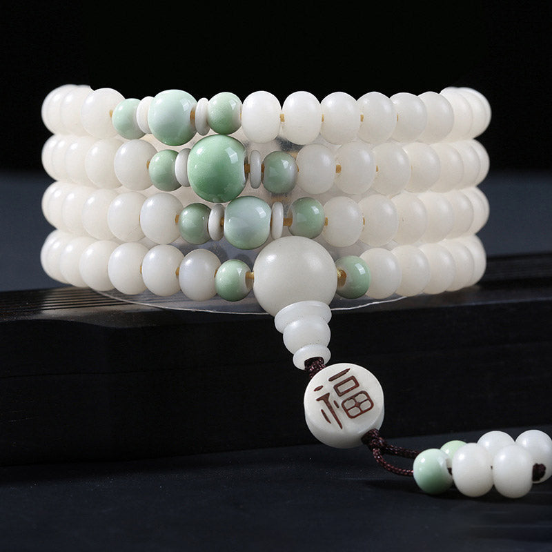 Bodhi Seed Bead Lotus Blessing Charm Bracelet