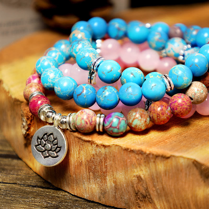 Tibetan Purple Miano Real Bead Harmony Lotus Mala